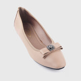 Petite Bow Embellished Flats Beige