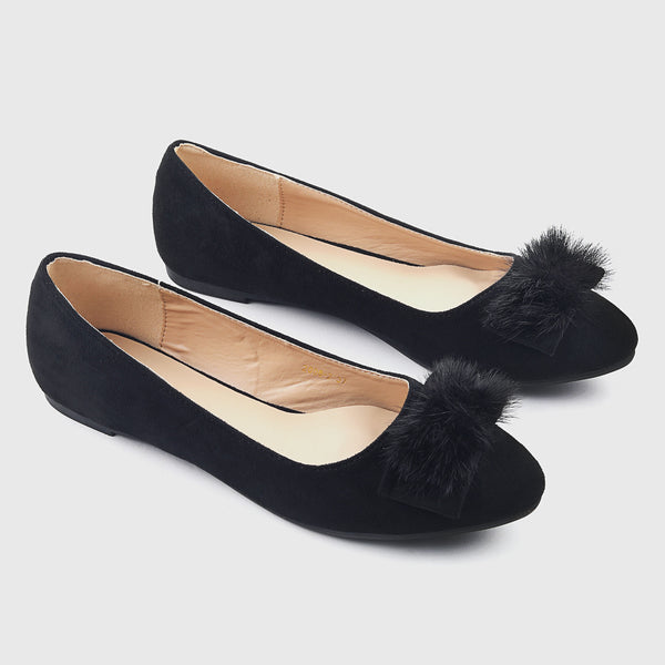 Faux Fur Detailed Flats Fairdeal Shoes