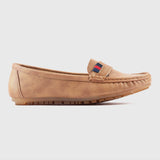 Shimmer Round Toe Loafers Light Brown