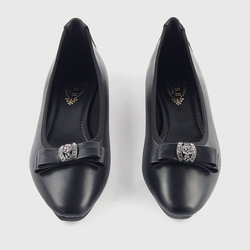 Petite Bow Embellished Flats Black