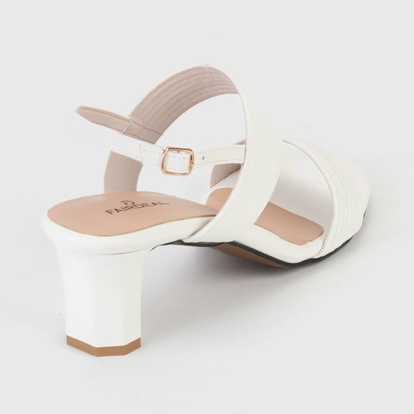 Slingback Block Heel Sandals White