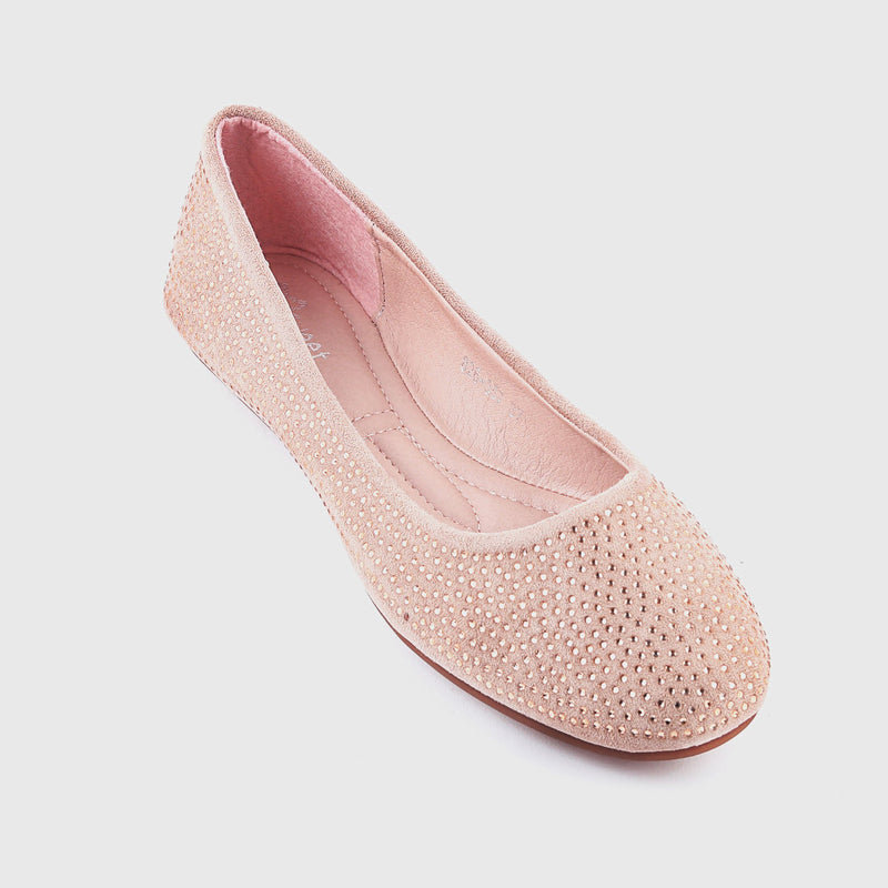 All Stud Embellsihed Flats Pastel Pink