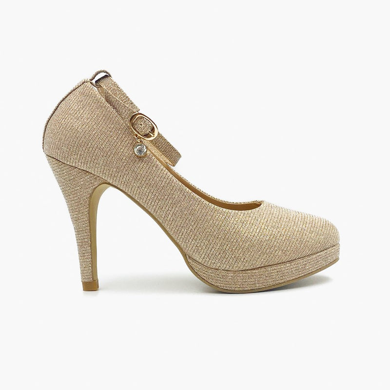 Shimmer Platform Pumps Light Gold