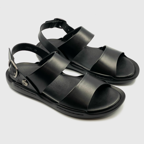 Symmetrical Strap Sandals Black Side Single