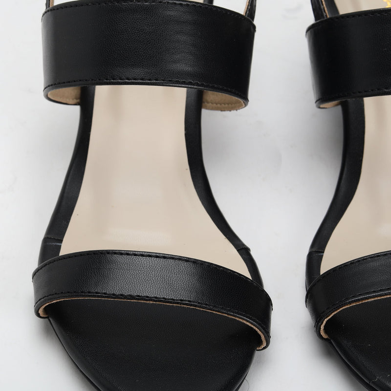 Snake Detail Block Heel Sandals Black