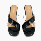 Basic Cross Detailed Heels Black