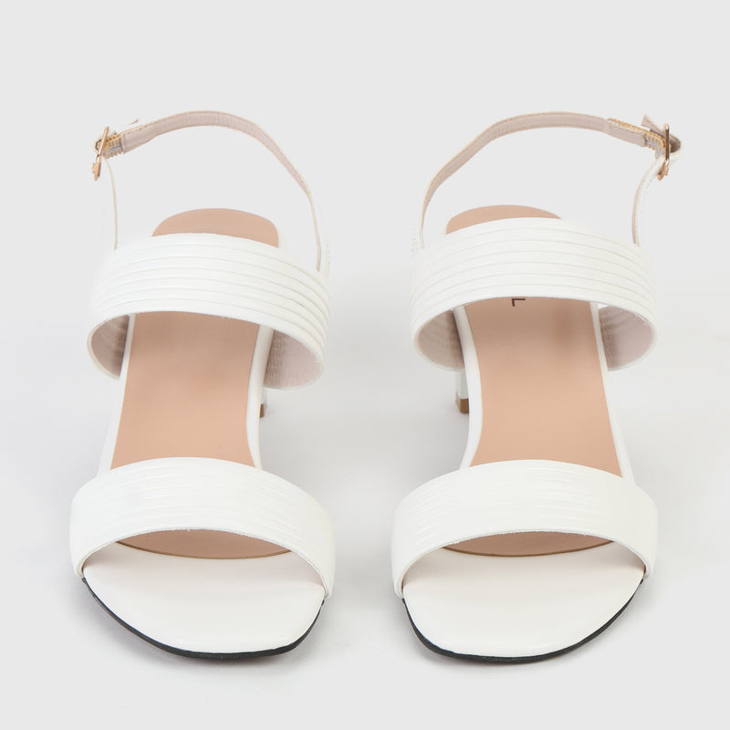 Slingback Block Heel Sandals White