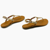 Textured T Bar Sandals Gold Rust