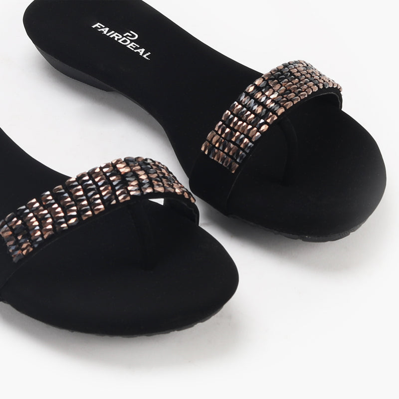 Sequin Embellished Flats black side angle zoom