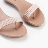 Sequin Embellished Flats pastel pink side angle zoom