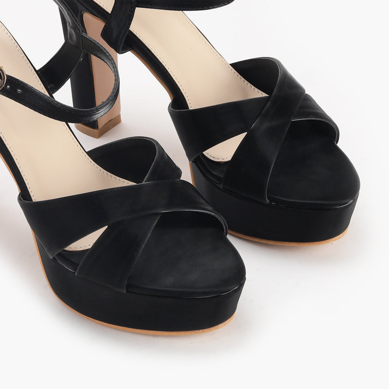 Platform Sandals black side angle zoom