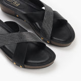 Shimmer Cross Slip Ons black side angle zoom